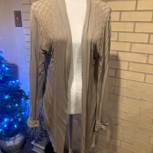 Women's Beige Open-Front Sweater